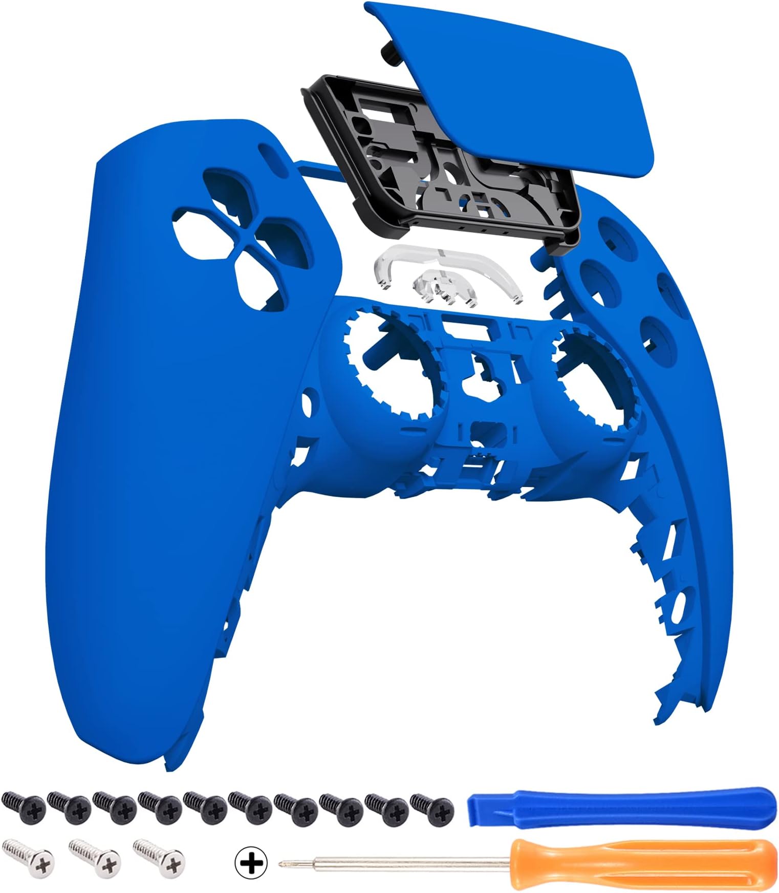 eXtremeRate Blue Soft Touch Touchpad Front Top Shell Compatible with ps5 Controller BDM-010 020 030 040 050, DIY Replacement Shell Custom Touch Pad Cover Compatible with ps5 Controller
