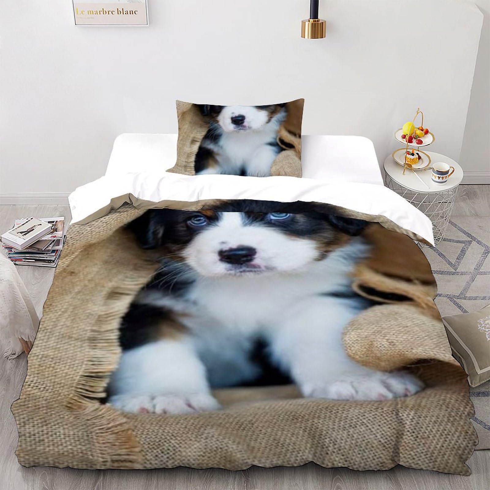 Housse de couette chiots microfibre finitions premium animaux 3D