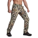 LOOGU Men's Fleece Lined Insulation Camo Hunting Pants Windproof Water-Resistant Softshell Tactical Pants for Men