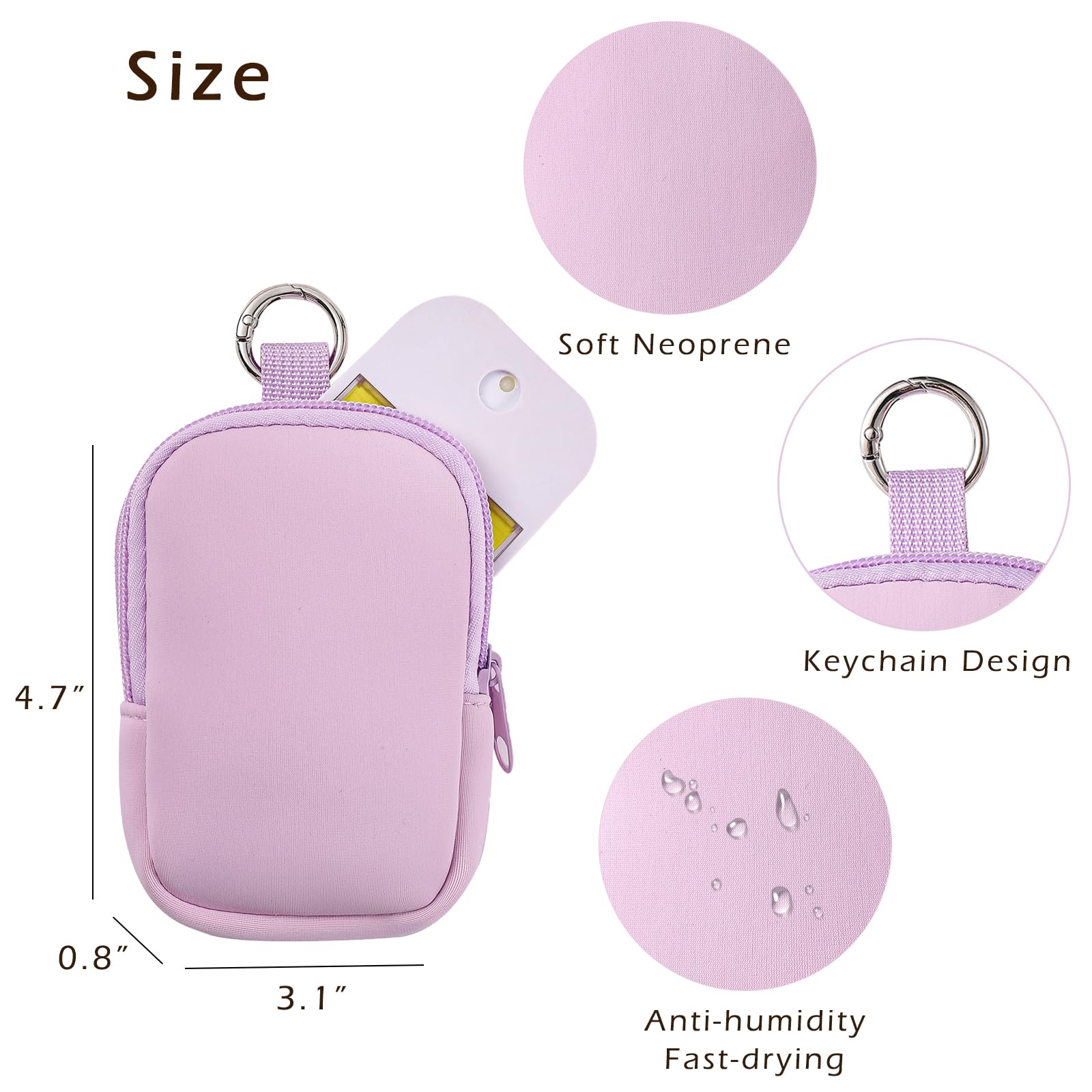 RSRSLEII Kleine Make-up-Tasche, Mini-Reise-Kosmetiktasche, weiches Neopren, Make-up-Tasche mit Reißverschluss, modisches Accessoire mit Karabinerhaken, niedliche Münztasche, Lippenstift, Kosmetik