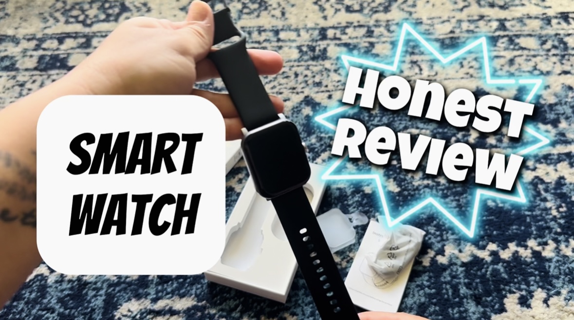 QONBINK smartwatch black with various customizable watch faces displayed