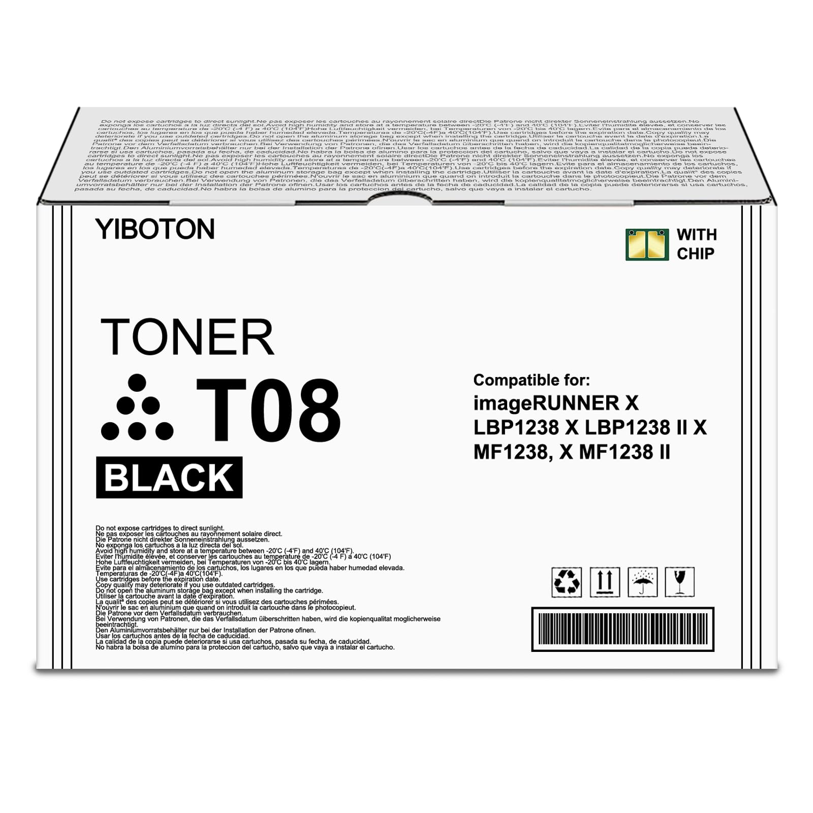 Compatible for Canon T08 T08L Black High Capacity Toner Cartridge Replacement for Canon 3010C005AA ImageCLASS 1238i LBP1238 MF1238 with New Chip