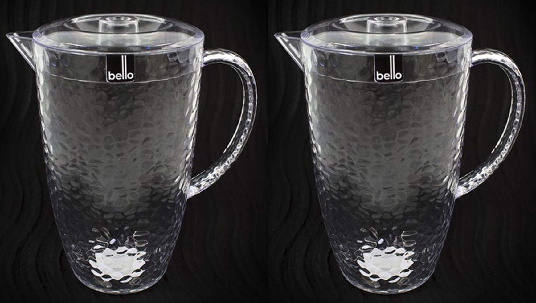 Yöl Dimple - Set Of 2 Clear Plastic Pitcher Jug With Lid Great For Outdoor Dining Picnics & Bbq's Summer Party Tableware Drinks Jug 2L