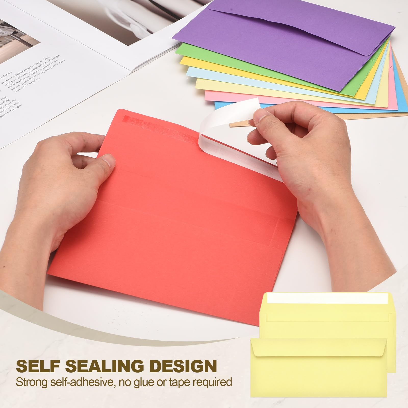 PATIKIL 100 Pack Light Yellow #10 Business Envelopes - Image 4