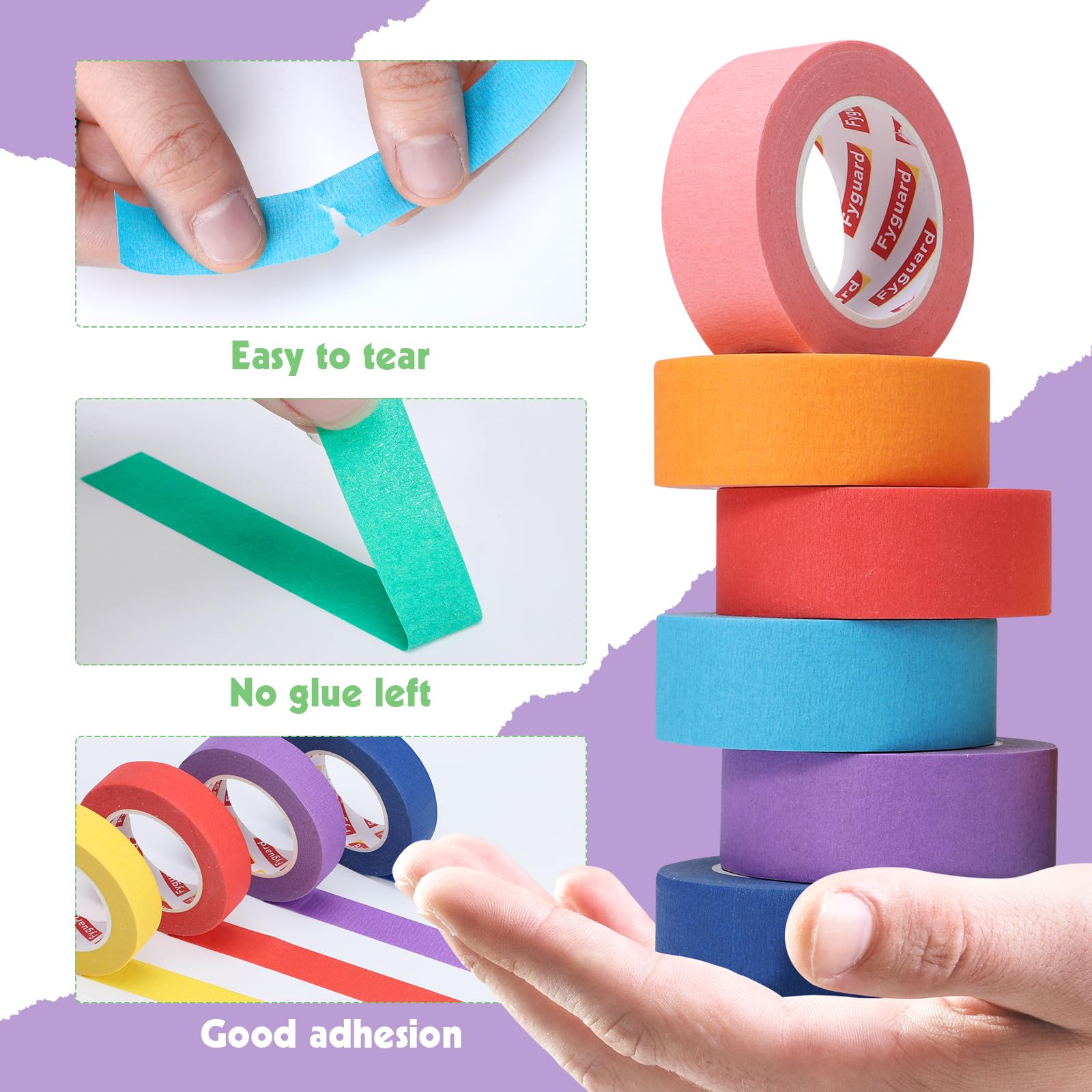 HUAZIZ Washi-tape, plakband, regenboog, etiket, 12 rollen x