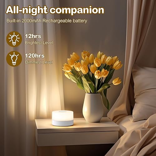 Miniatura 3 de JUSHENG Luces nocturnas de bebé para guardería, 3 temperaturas de color seleccionables y regulables, lámparas LED recargables para mesita de noche,