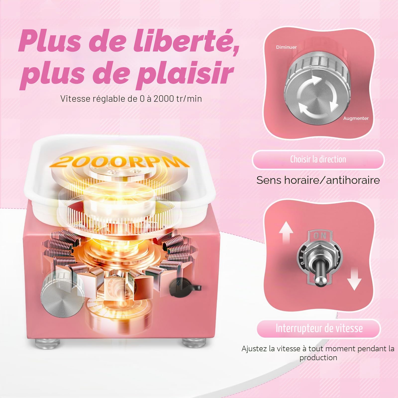 Tour de Potier, Tour électrique pour Céramique 2000 tr/min Roue de Poterie Vitesse Réglable avec Plaques de 10/6,5 cm Tour Poterie pour Enfants, Adultes et Débutants