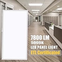 Vista 2 de Lámpara de techo LED de panel plano de 2 x 4, 7800 lúmenes, luz diurna súper brillante de 5000 K, 0-10 V regulable, certificación ETL, luz LED