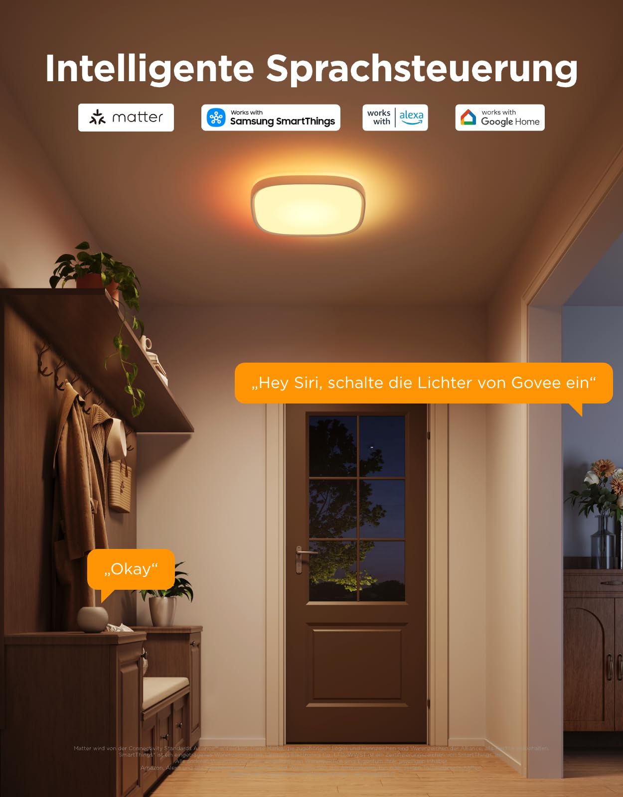 Govee Deckenlampe RGBIC Smart, 24W LED Deckenleuchte dimmbar, 2400LM Deckenlampe Schlafzimmer Kompatibel mit Matter, Alexa & Google Home mit 16 Millionen DIY Farben, für Wohnzimmer Küche Flur, 30cm