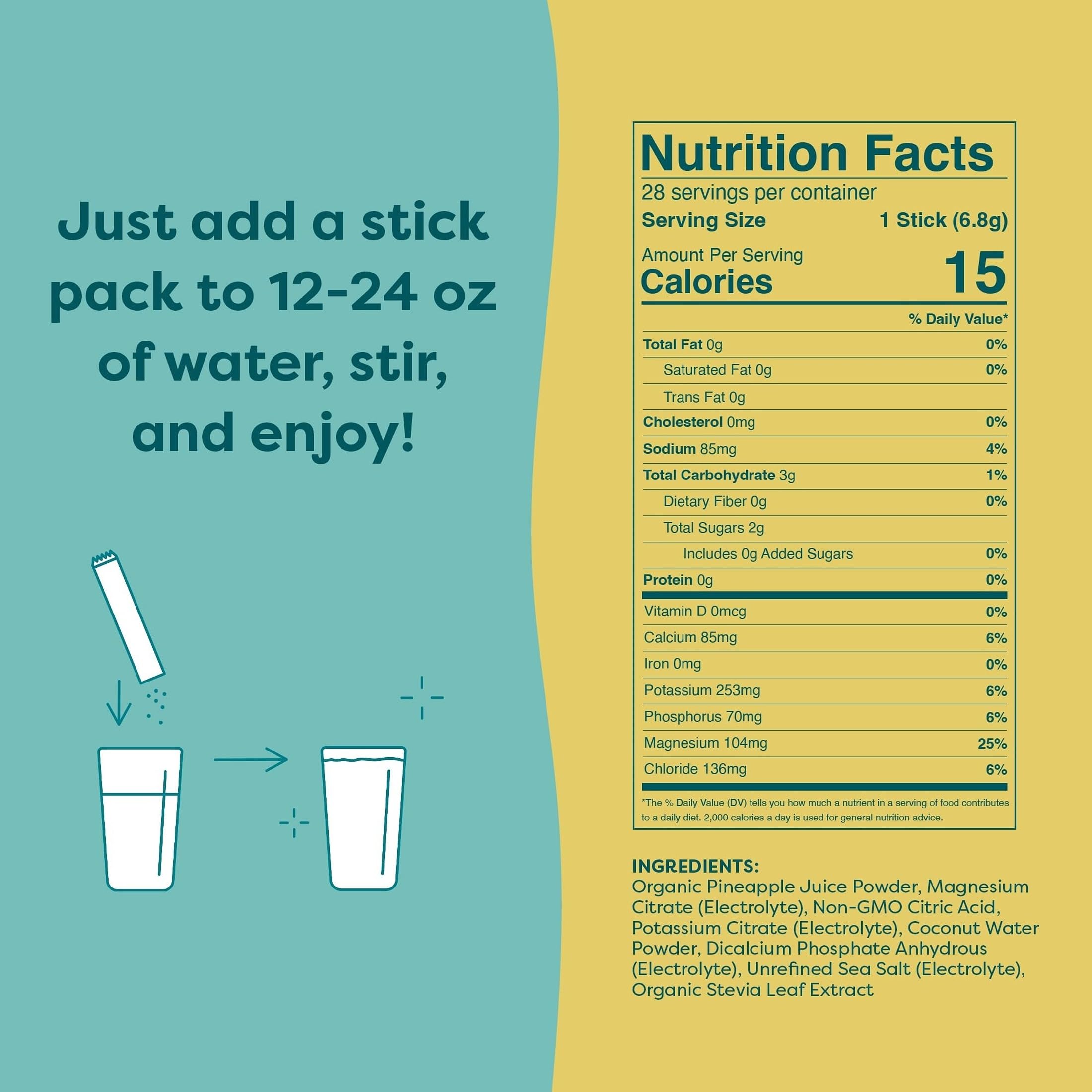 FlavCity Electrolyte Powder Packets, Pineapple Coconut, 28 Stick Packs — Amazon image 2
