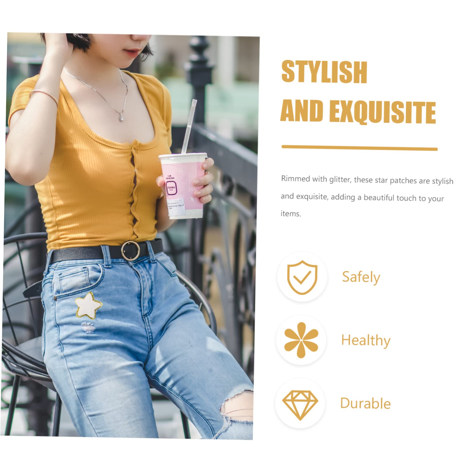 EXCEART 64pezzi Toppe Termoadesive Stella Di Patches Ricamati Per Riparazione e Decorazione Di Abbigliamento Per Jeans Shirt Cappelli e Accessori Fai Te