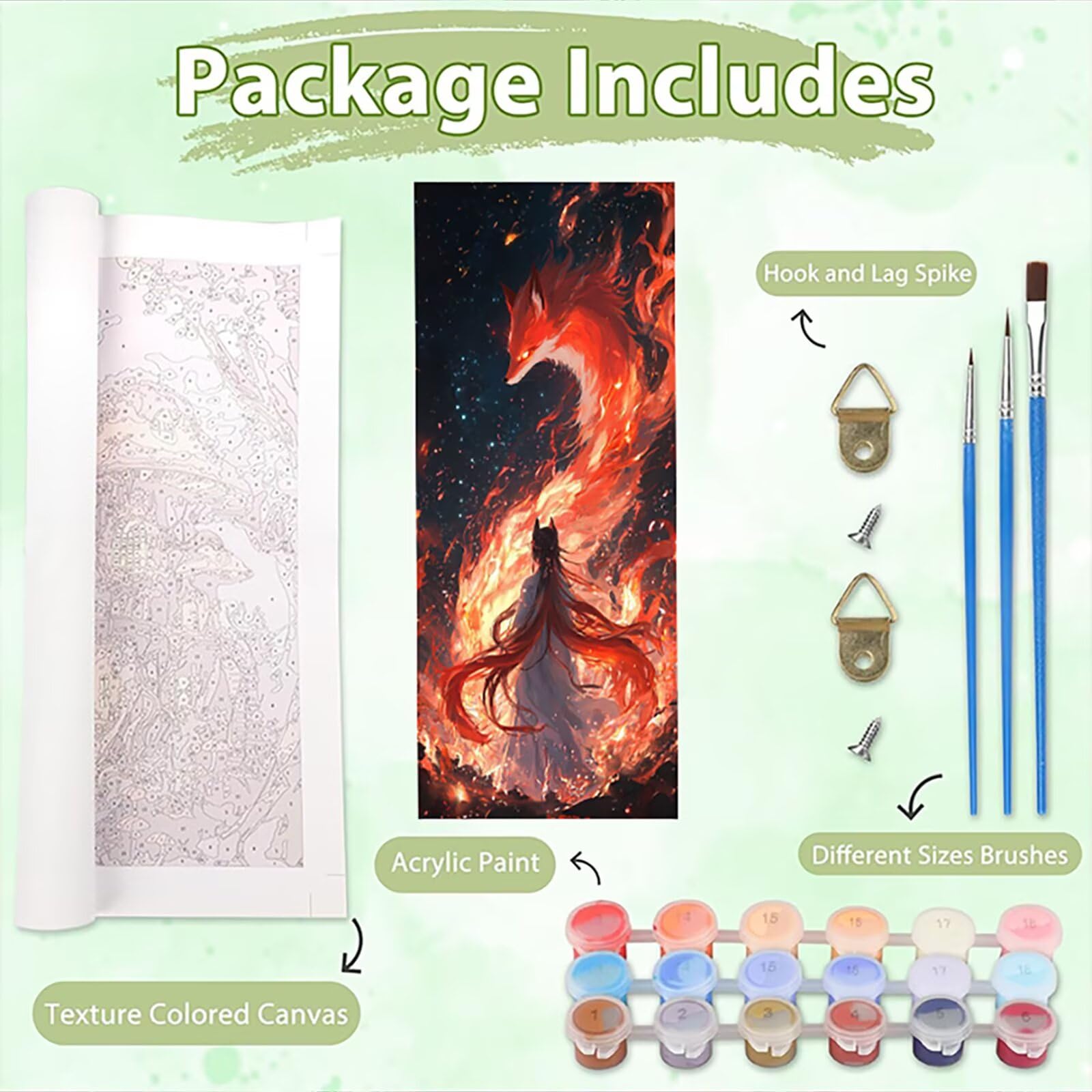 Malen Nach Zahlen 50x150cm Leinwand Ostliche Mythen Malen Nach Zahlen Erwachsene mit Ohne Rahmen, DIY Kreativ Set für Erwachsene mit Pinseln und Acrylfarbe, Deko Frau Landschaft Geschenk, P0M-632