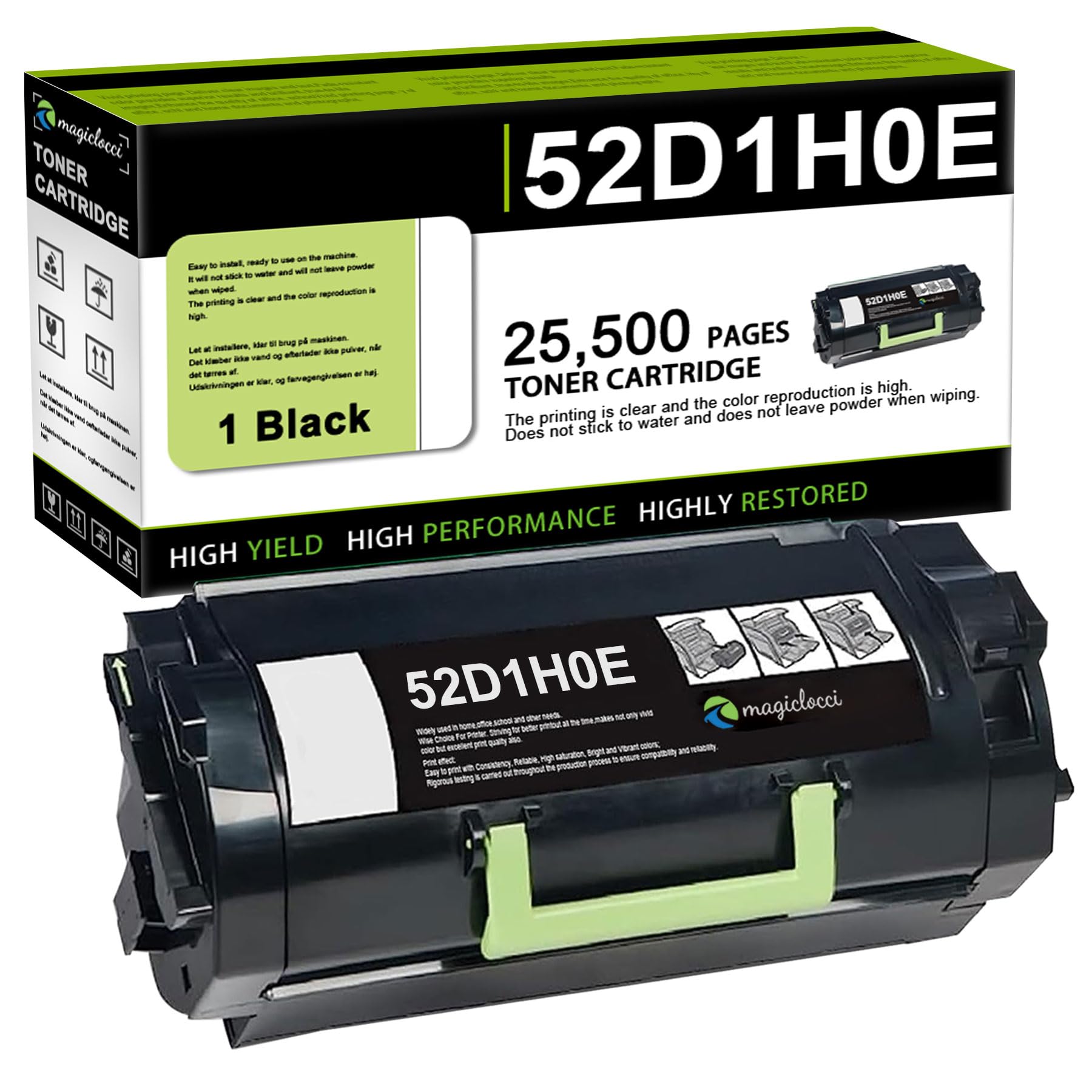 52D1H0E High Yield Black Toner Cartridge (1-Pack) Replacement for Lexmark 52D1H00 52D1H0E Toner Cartridge for MS710, MS711, MS810, MS811, MS812 Laser