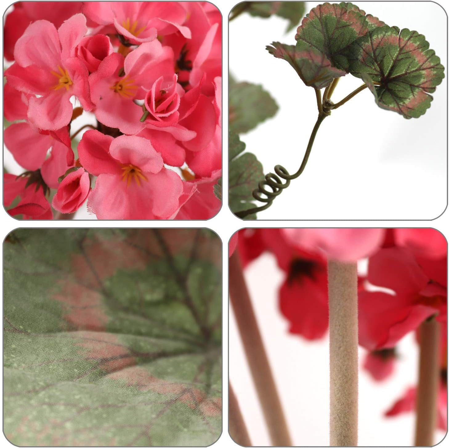 Larksilk 1 Pink Real Touch Artificial Geranium Bush – 18" UV & Water Resistant Faux Silk Flowers for Outdoor Planters, Patio, Cemetery & Garden Decor