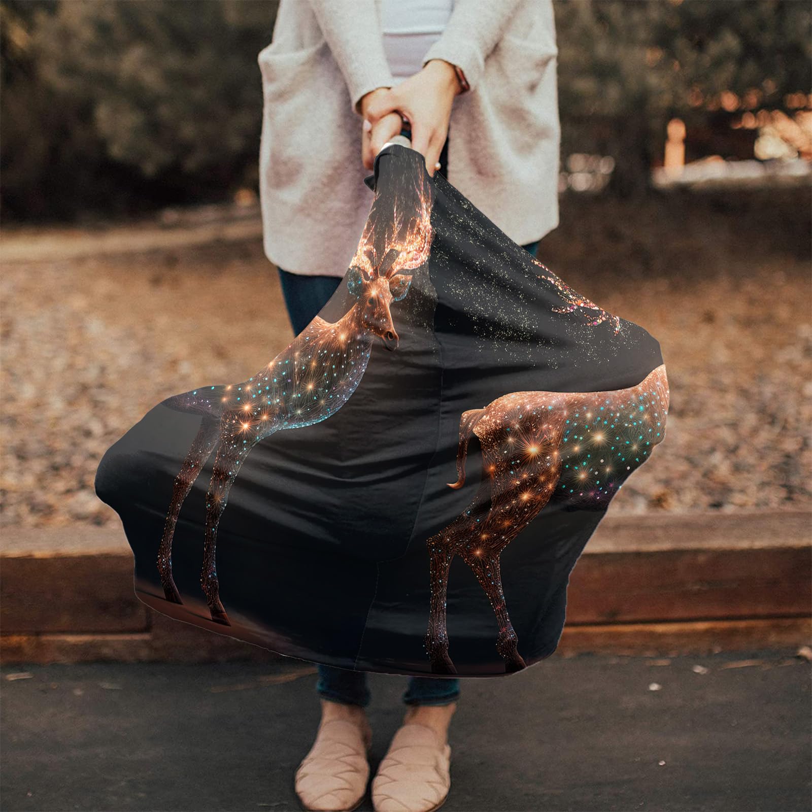 Nursing Cover for Breastfeeding Scarf, Christmas Elk Animal Baby Car Covers Super Soft Multi Use for Canopy Shopping Cart Cover Blanket Stroller Cover