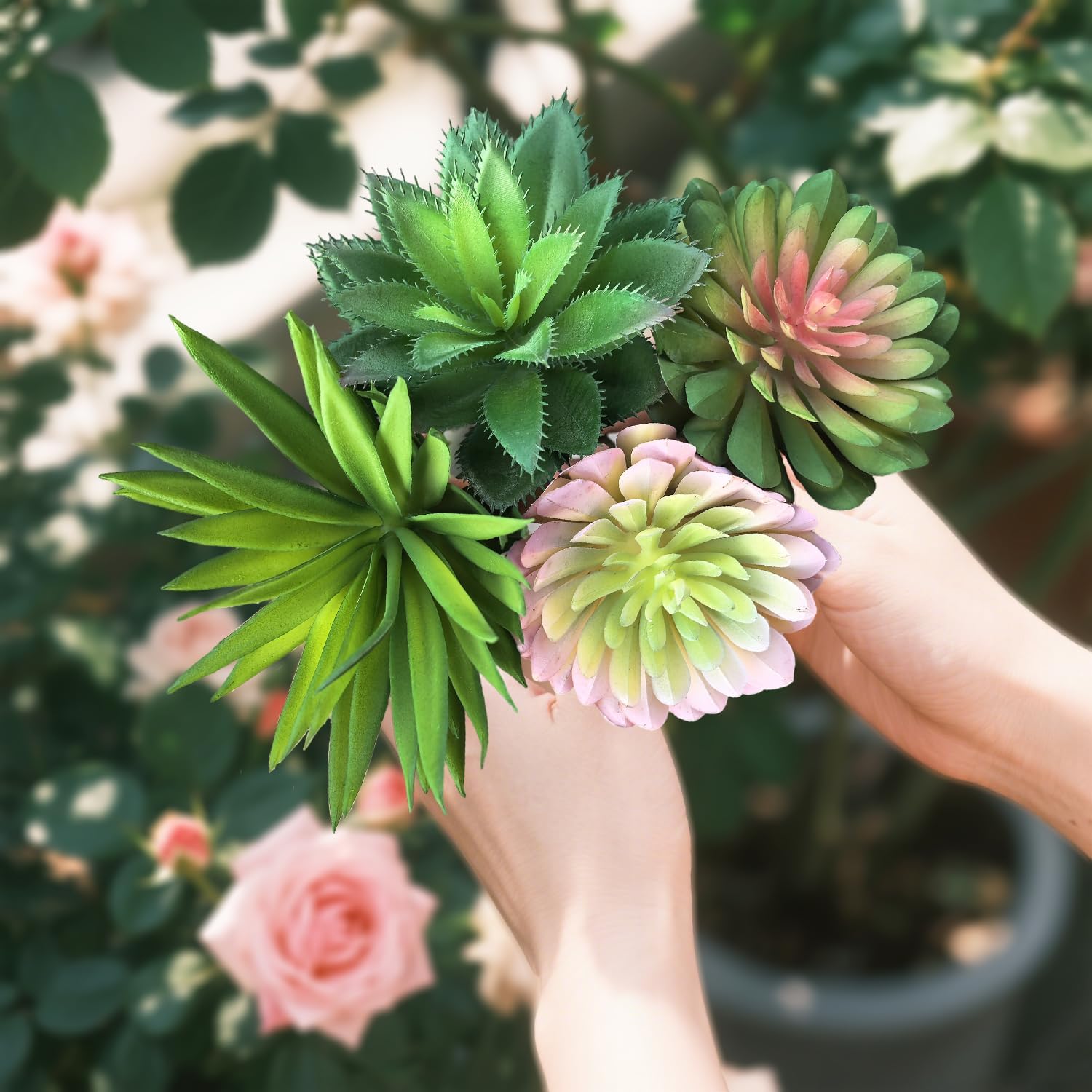 4Pcs Artificial Succulent Plants Set, Realistic Fake Succulents for Home Garden Party Decor - Image 5