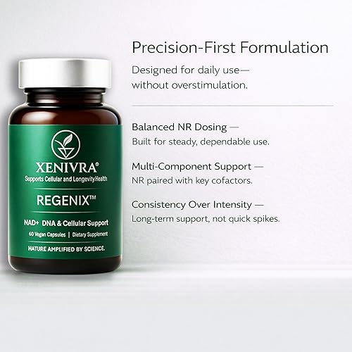 Miniatura 5 de Xenivra Regenix Suplemento de longevidad NAD & Booster  Energía celular y apoyo para la reparación del ADN  Resveratrol, quercetina, CoQ10 y