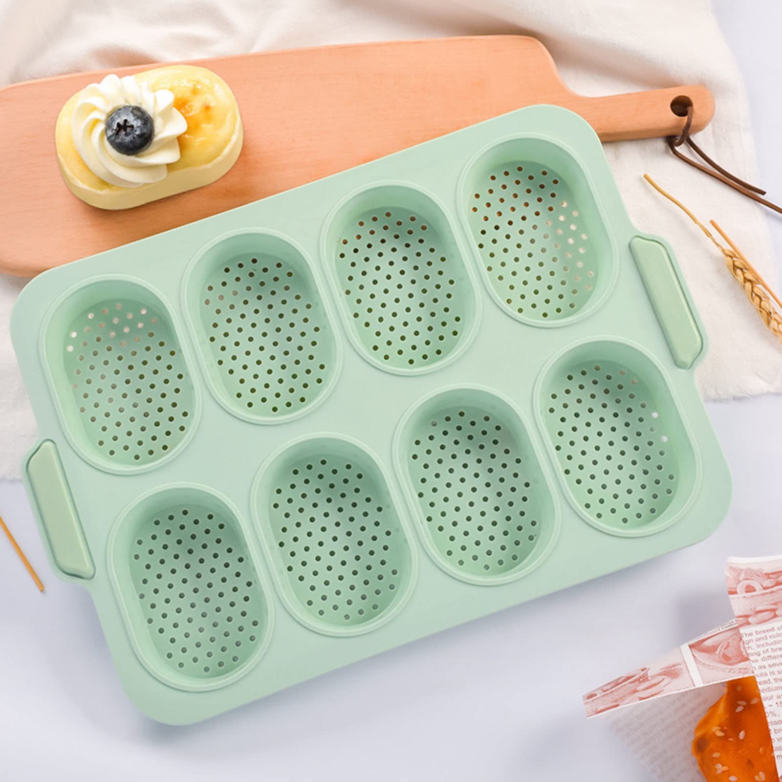 Moldes perforados de silicona con 8 cavidades, antiadherentes, accesorios de cocina para hornear