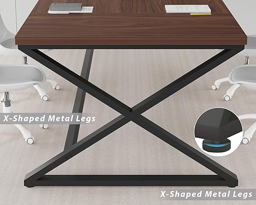 Miniatura 62 de IBF Escritorio grande para computadora negro, escritorio de escritura de 70.8 pulgadas de largo para oficina en casa, escritorio de estudio Roble