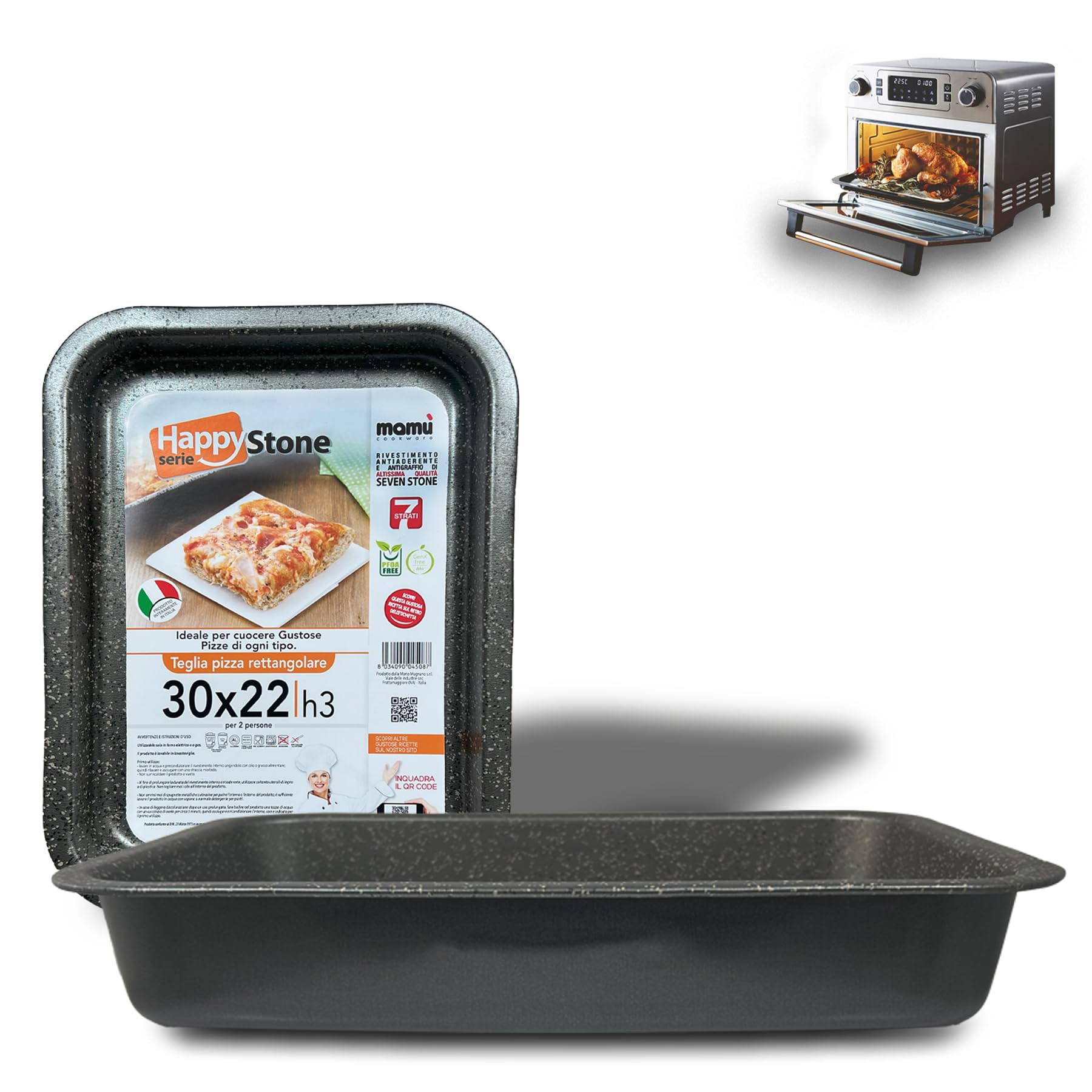 ARCA, Set 2 Teglie Rettangolari per Forno, Misure 30x22x3 cm e 40x33x7 cm, Antiaderenti, Bordate e Adatte alla Lavastoviglie, in Alluminio, Made in Italy (Misure Interne)