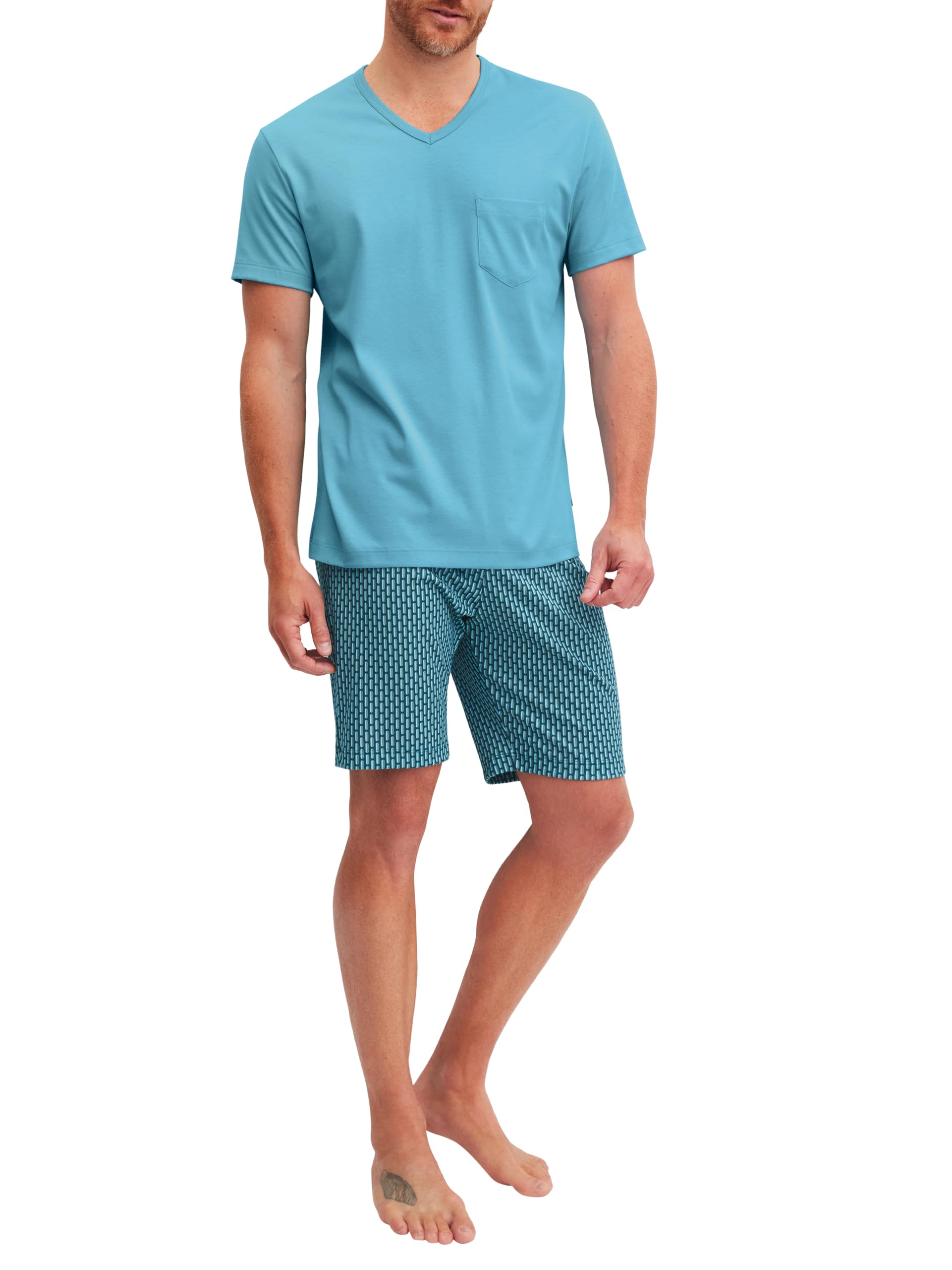 CALIDA Men's Relax Streamline Pajama Set, Retro Blue, 40
