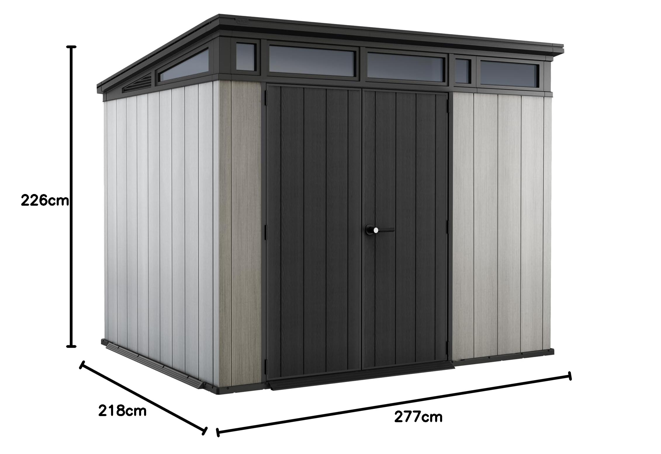 Keter Casetta da Giardino Artisan 9x7, Effetto legno spazzolato, Grigio, 6 m², 277x218x226H cm