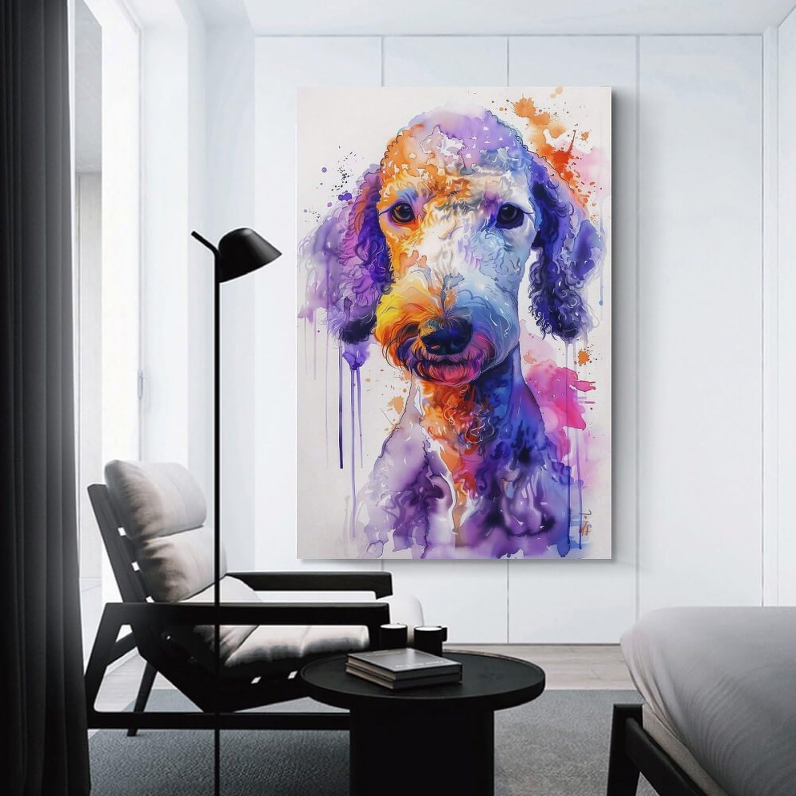 Junmoney Bedlington Terrier Room Decor Wall Art 24x36inch(60x90cm), for Entrance Spaces, Stair Walls Or Halls, A Neat Decor Update for Hallways
