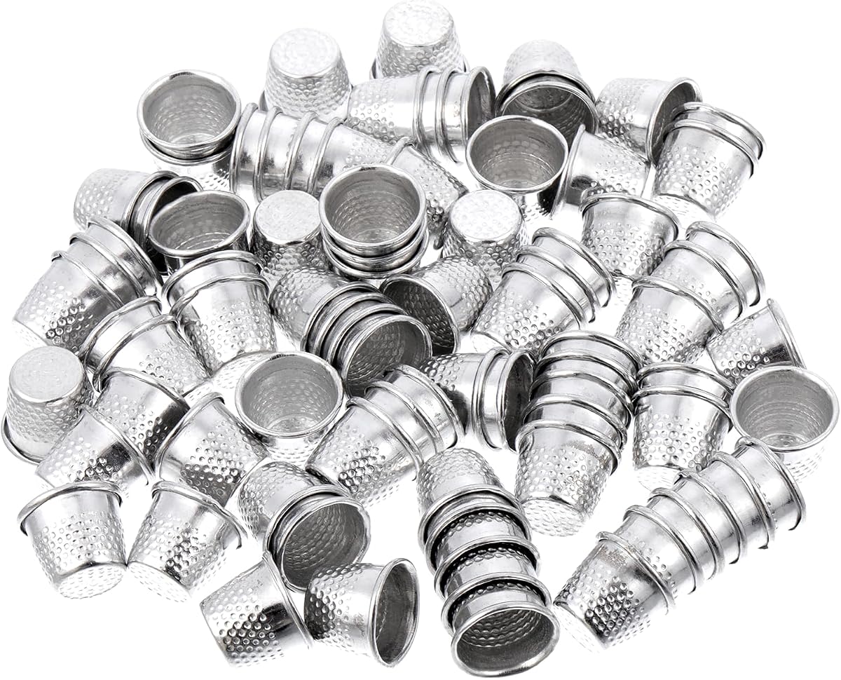 80Pcs Silver Thimbles for Hand Sewing Metal Sewing Thimbles Sewing Thimble Finger Protector Sewing Quilting Metal Thimbles for DIY Craft Finger Protector