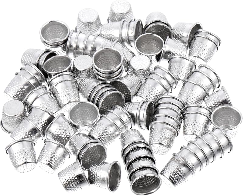 80Pcs Silver Thimbles for Hand Sewing Metal Sewing Thimbles Sewing Thimble Finger Protector Sewing Quilting Metal Thimbles for DIY Craft Finger Protector