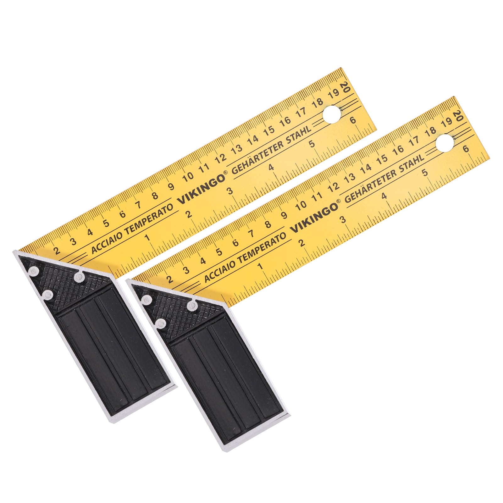 sourcing map 2Pcs Woodworking Square Ruler 20cm Carbon Steel Try Square Precision Framing Carpenter Tool Right Angle Ruler with Aluminium Handle for Professional Carpentry, Yellow Black