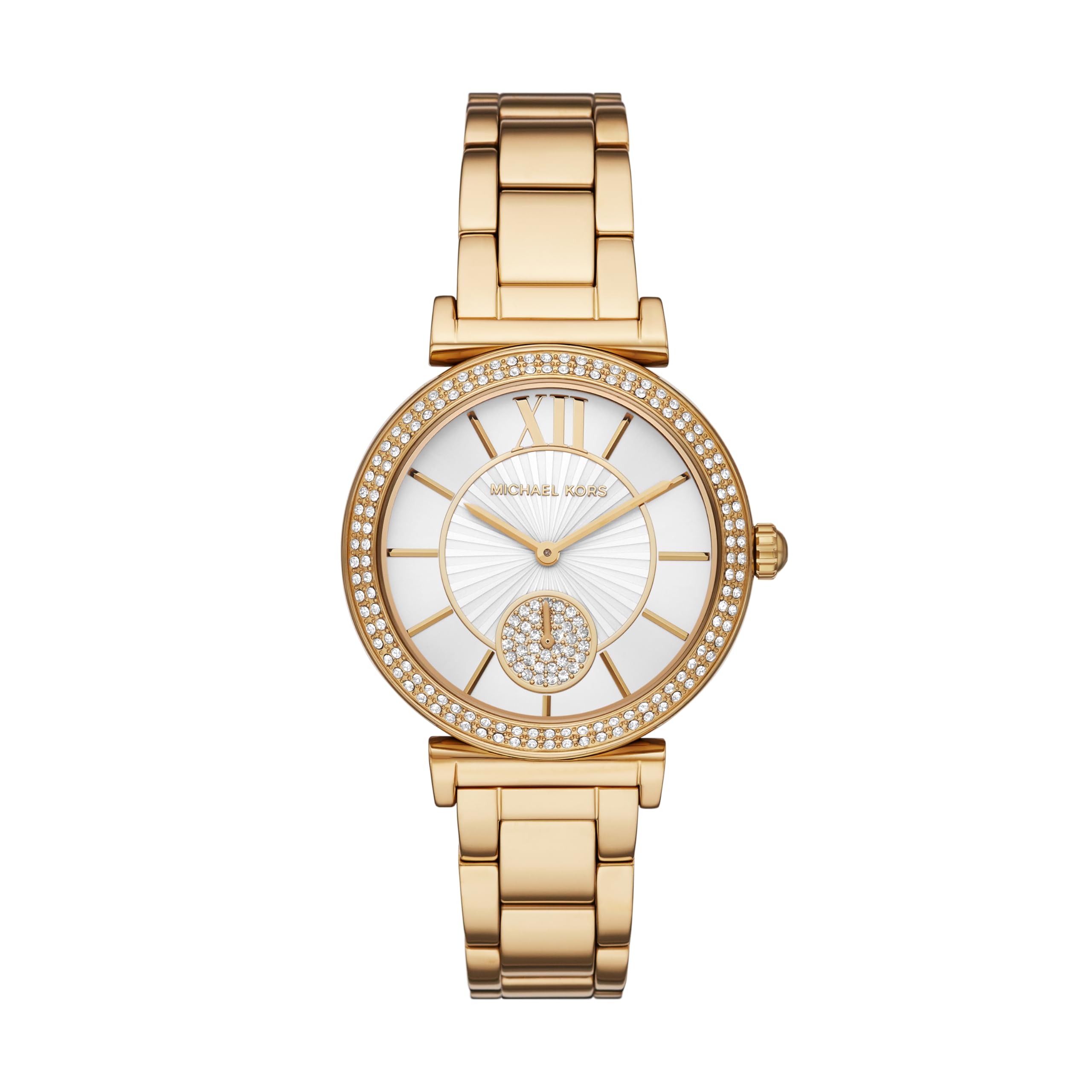 Michael Kors Stainless Steel Abbey Analog White Dial Women Watch-Mk4615, Gold Band (B092Q2MFV2) Amazon Price History, Amazon Price Tracker