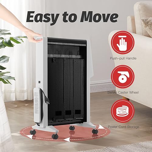 Miniatura 5 de Sofly Calentador de espacio de mica, calentadores eléctricos de 1500 W para uso en interiores, dormitorio y oficina, calentador de espacio