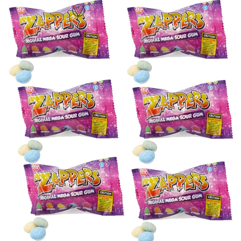 Zed Candy Zappers Original Mega Sour Gum 50g 50p PMP (06 Bags)