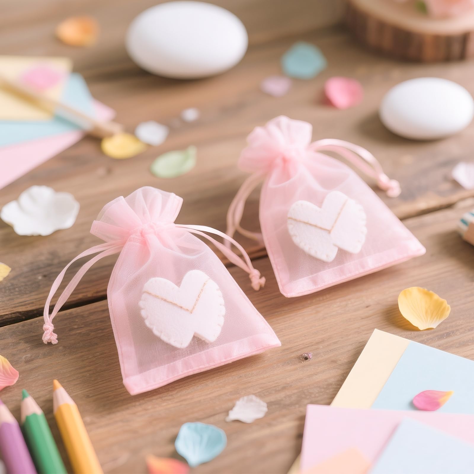 G2PLUS 50PCS Bolsitas para Regalos,Bolsas Organza 7×9CM Bolsita Rosa,Bolsas Pequeña para Boda Favores Joyas y Dulces