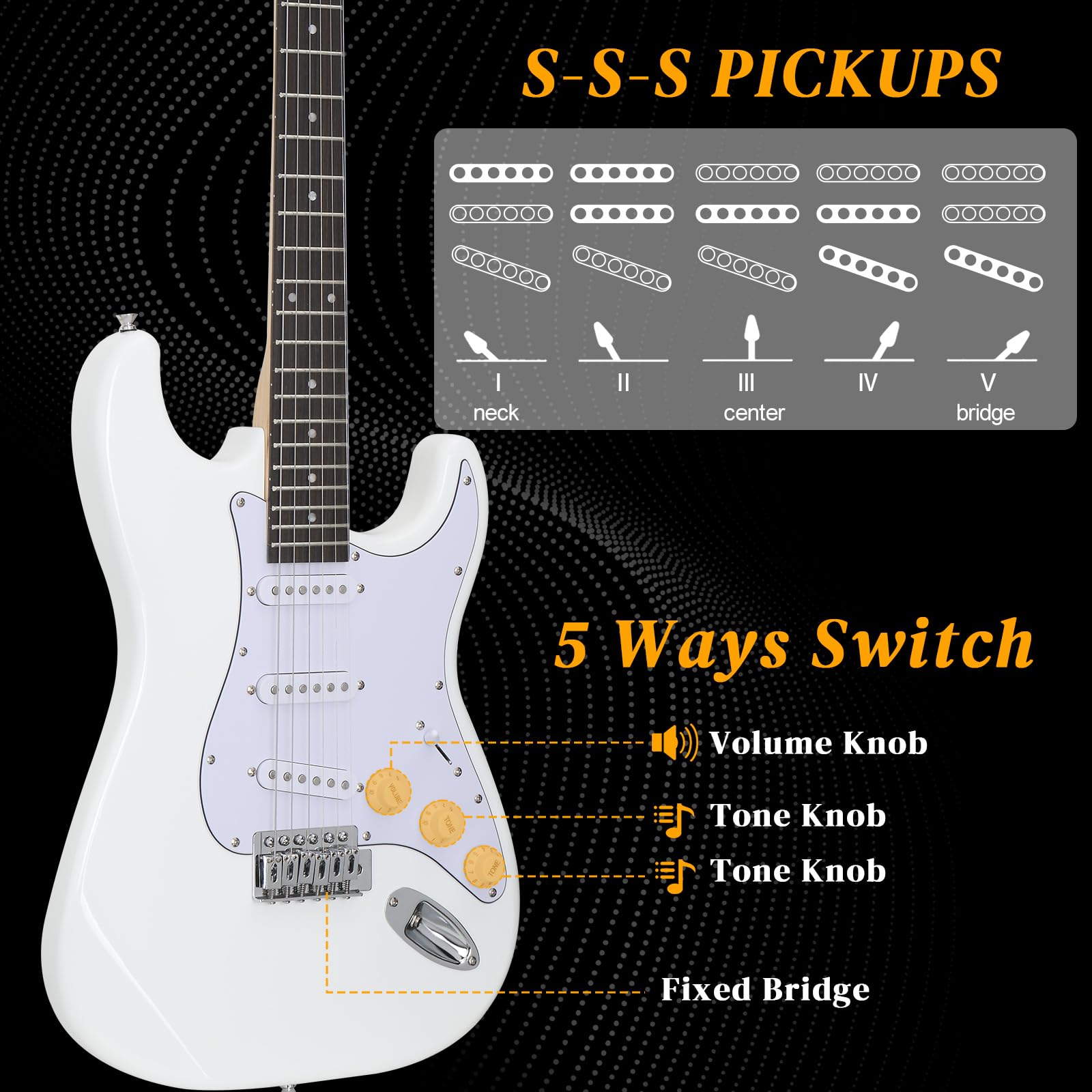 Ktaxon 39-calowa gitara elektryczna solidny korpus zestaw dla
