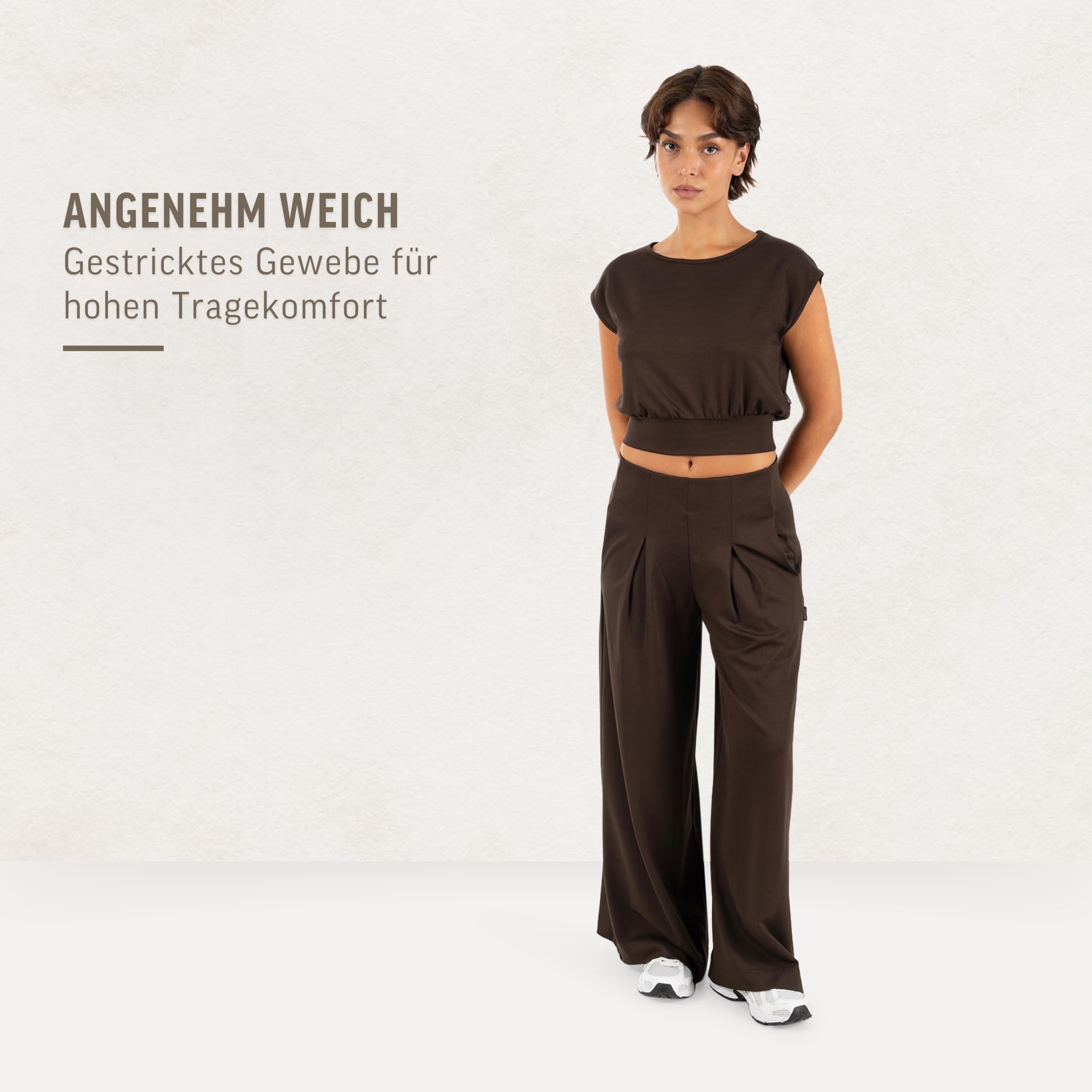 SMILODOX Jogginghose Damen Vanea, Loose Fit, Trainingshose Damen, Freizeithose Damen, Weite Hosenbeine, elastisches Strickgewebe, bequemer Bund, für Gym, Freizeit & Homewear