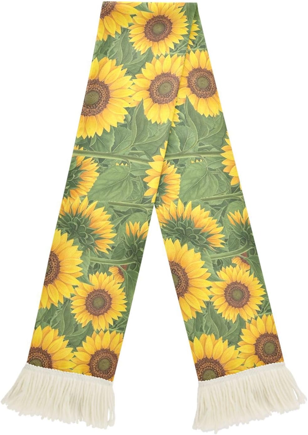 CHIFIGNO Yellow Sunflower Green Sports Fan Scarf Sweat Towel, Soft Polyester Cheering Banner for Soccer Games, Quick Dry Rally Towel