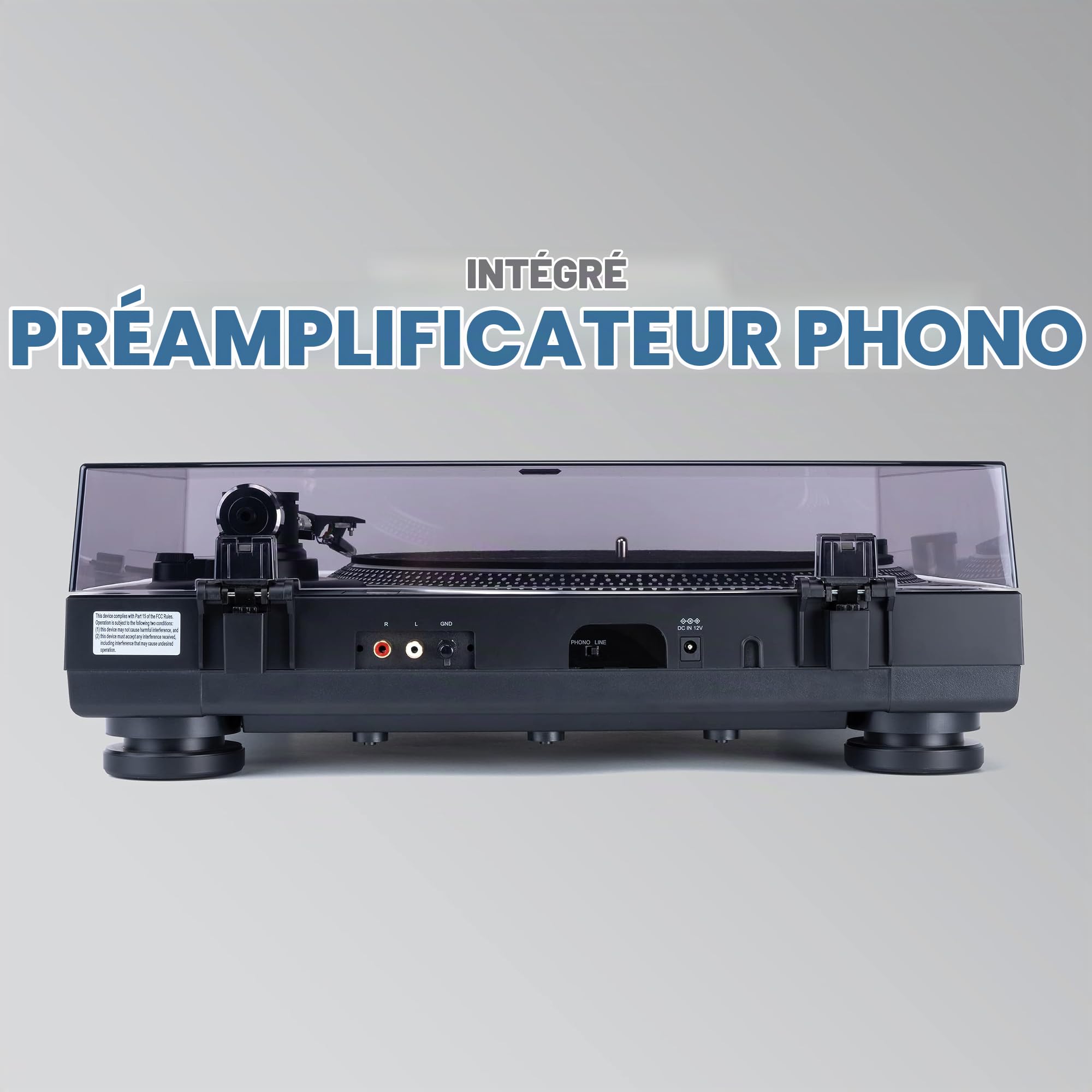 Platine Vinyle Reloop RT-1 BT avec entraînement par Courroie pour Applications DJ et Hi-FI, Sortie Bluetooth pour Connexion sans Fil avec des Haut-parleurs Bluetooth