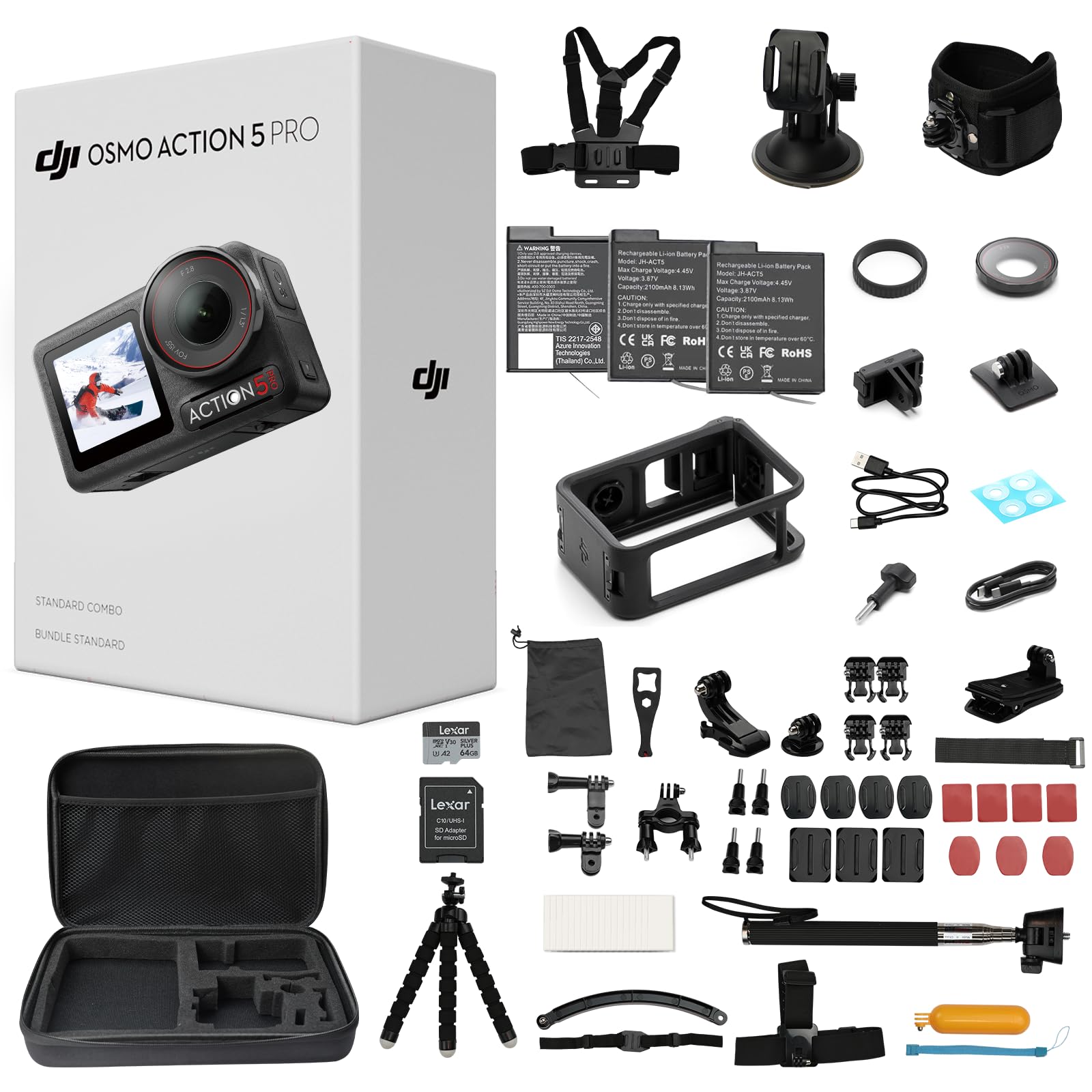 The massive 58-in-1 accessory kit included with the DJI Osmo Action 5 Pro bundle