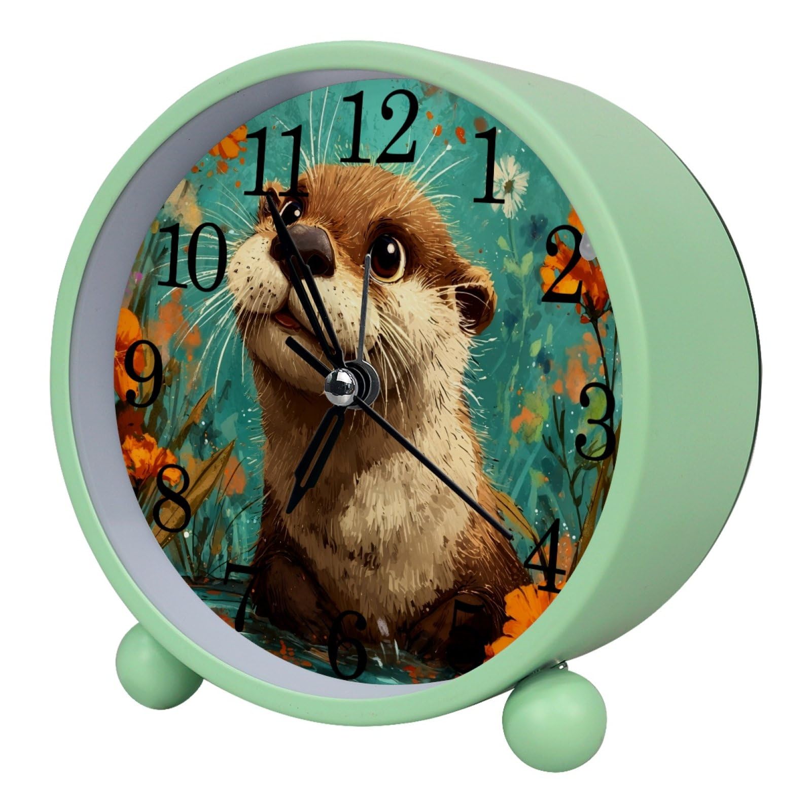 etoenbrc Watercolor Butterfly Silent Analog Alarm Clock Small Battery Operated Clock Slient Plastic Table Clock for Living Room Bedroom Color501