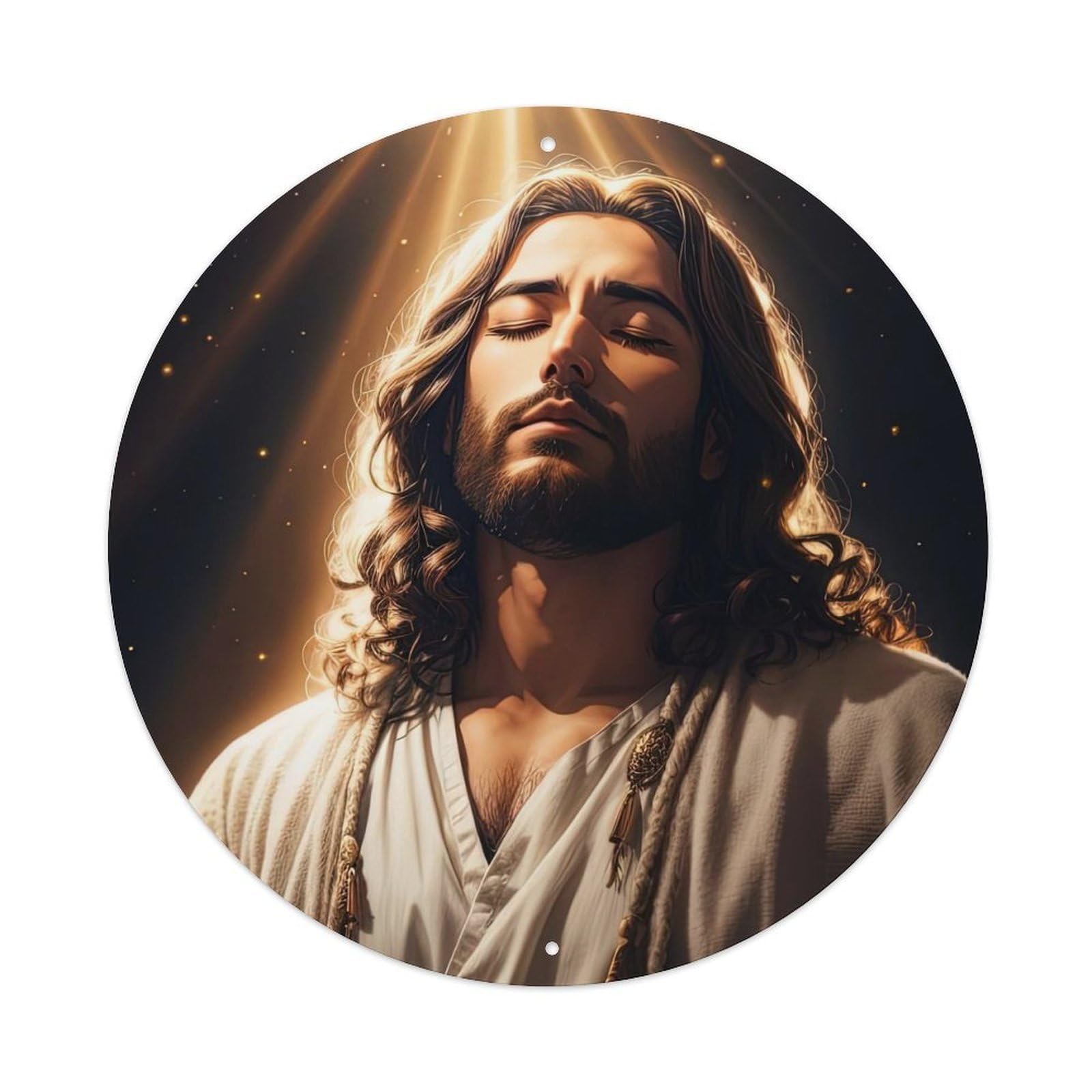 Christianity Jesus Religious Poster 6 Vintage Metal Tin Sign Plaque Wall Decor for Cafe, Club, Garden Round Metal Poster 8x8Inch
