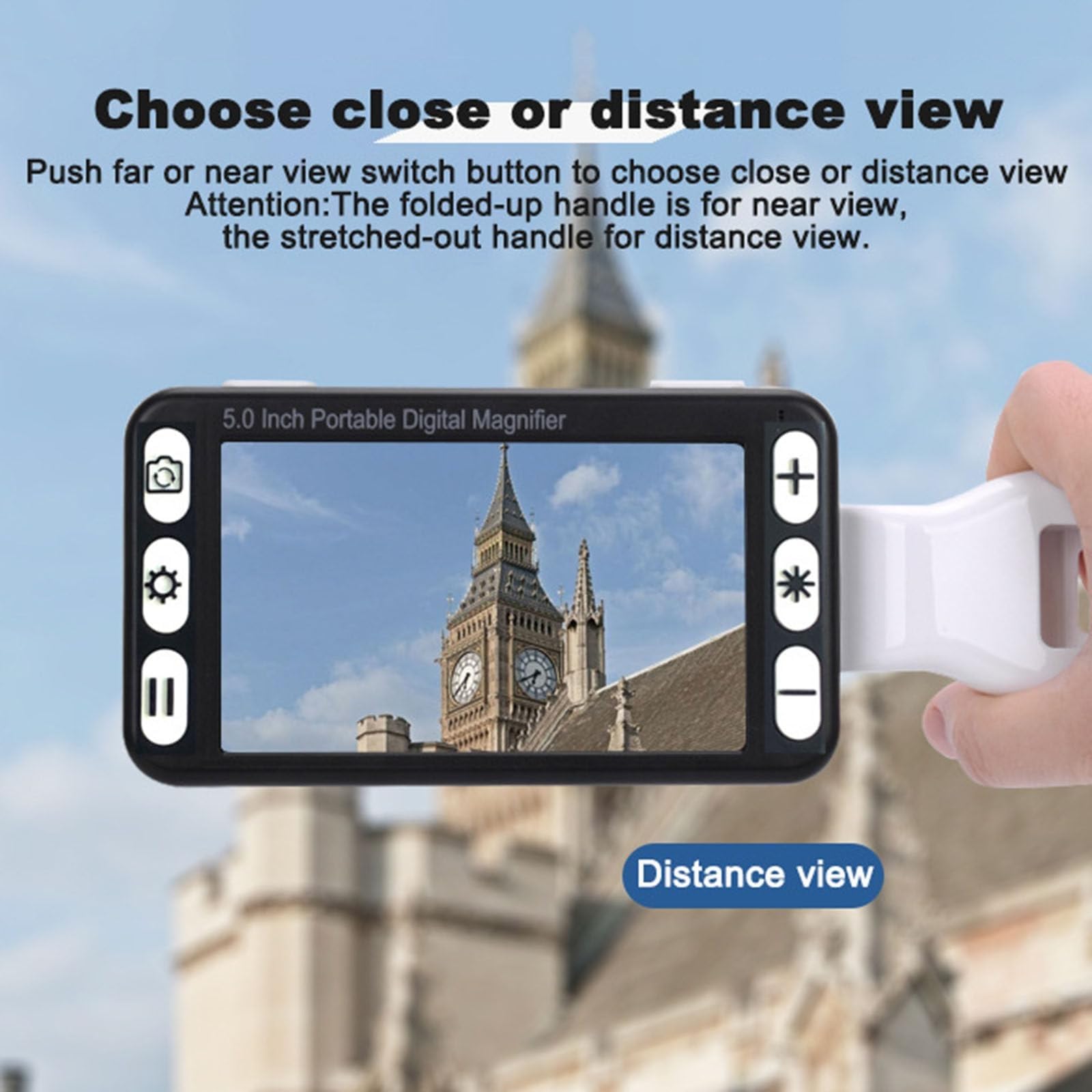 Loupe électronique portable avec écran LCD 5 pouces, zoom 2X-48X, sortie AV HDMI pour lecture basse vision