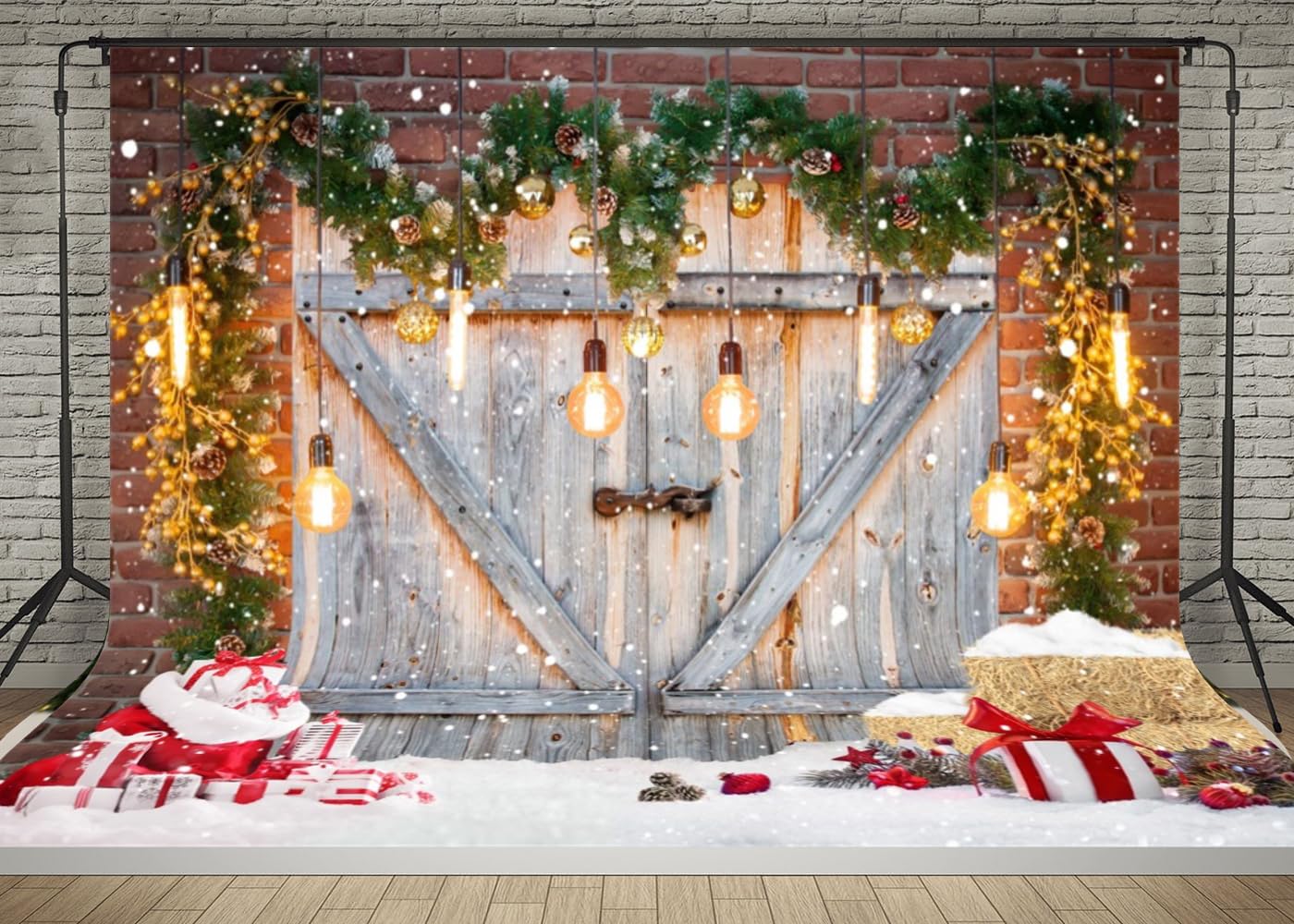 LTLYH Toile De Fond Pour Cheminée De Noël - 2,1 X 1,5 M - Décoration De Sapin De Noël - Décoration De Photographie - Portrait De Fête - Bannière Décorative 190