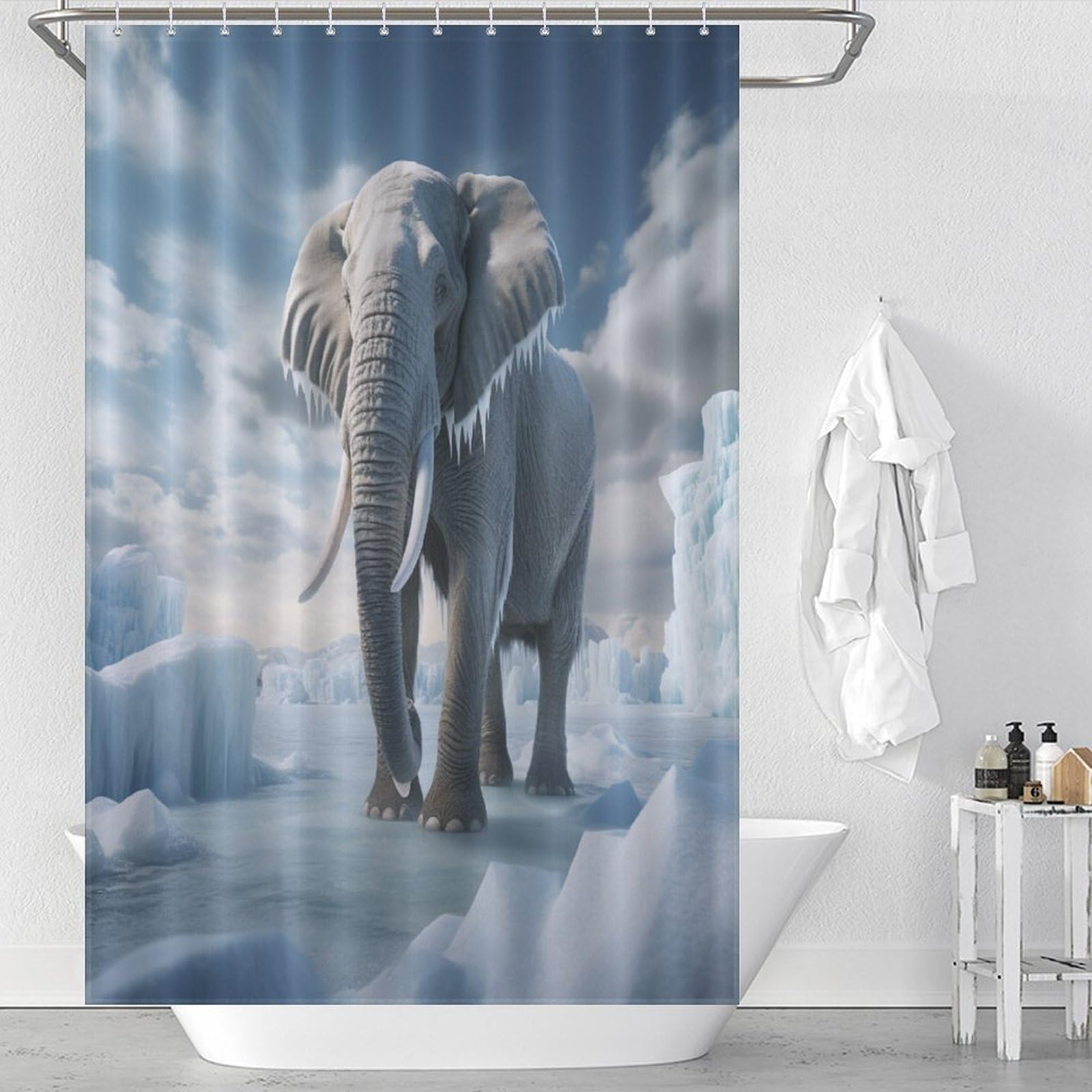 Rideau de douche éléphant pour sublimer la salle de bain familiale