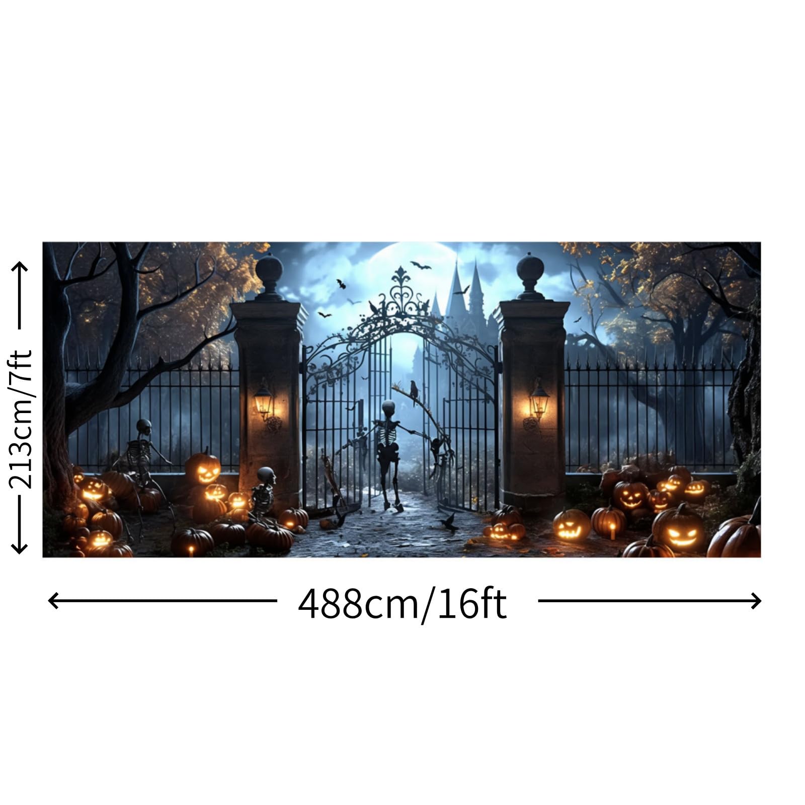 Letrero de Halloween para garaje, grande para exteriores, para fiestas, diseño de calabaza espeluznante, resistente, doble