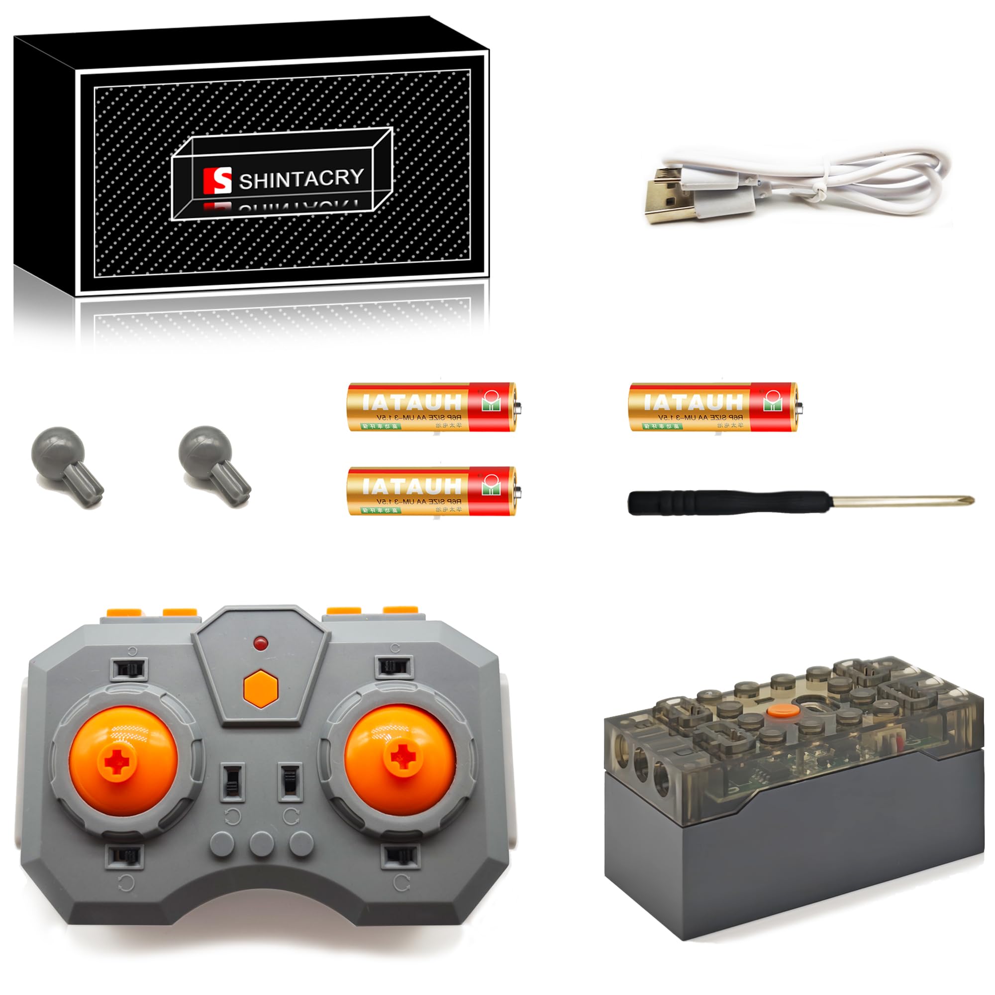 Power Functions RC Kit, Adjust Speed Remote Control and 4-Channel Input Ports Rechargeable Lithium Battery Box Set, APP, MOC