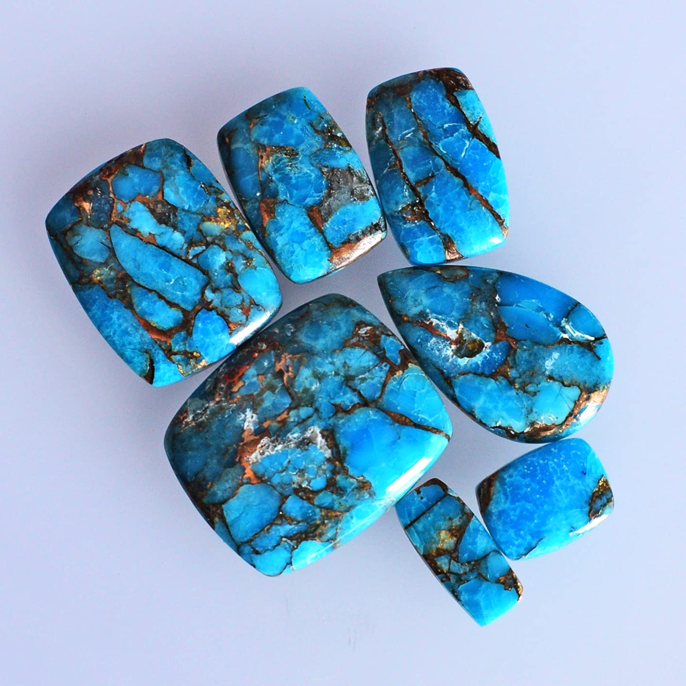 Lot De Cabochons En Turquoise Mohave AA++ - Ovale, Naturelle, Qualité Supérieure En Gros