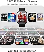Vista 5 de Reloj inteligente para hombre, responder/hacer llamadas, Alexa integrado, pantalla táctil de 1.85 pulgadas, rastreador de actividad física