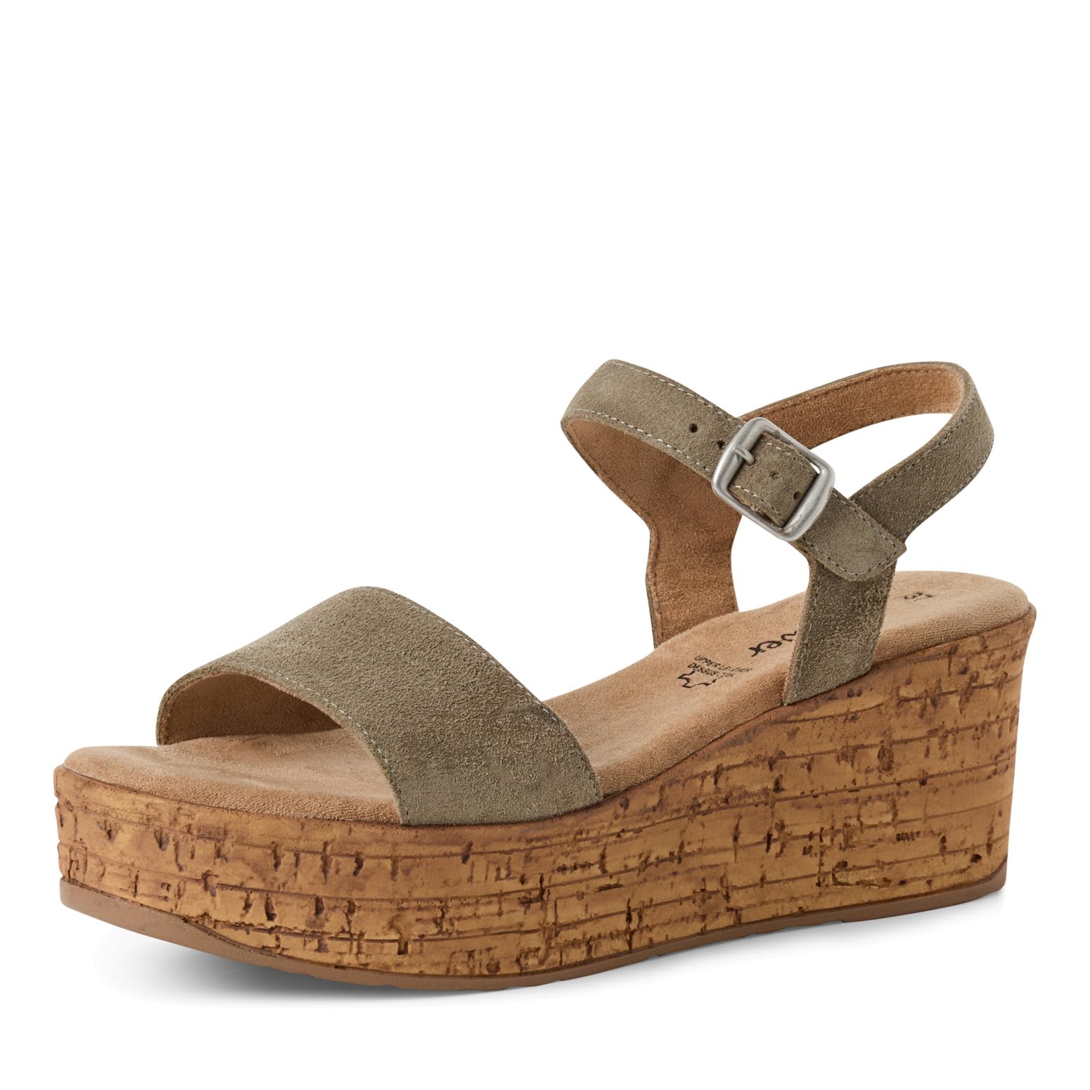 s.Oliver Women's Summer Leather Wedge Sandals, Pistachio, 6 UK