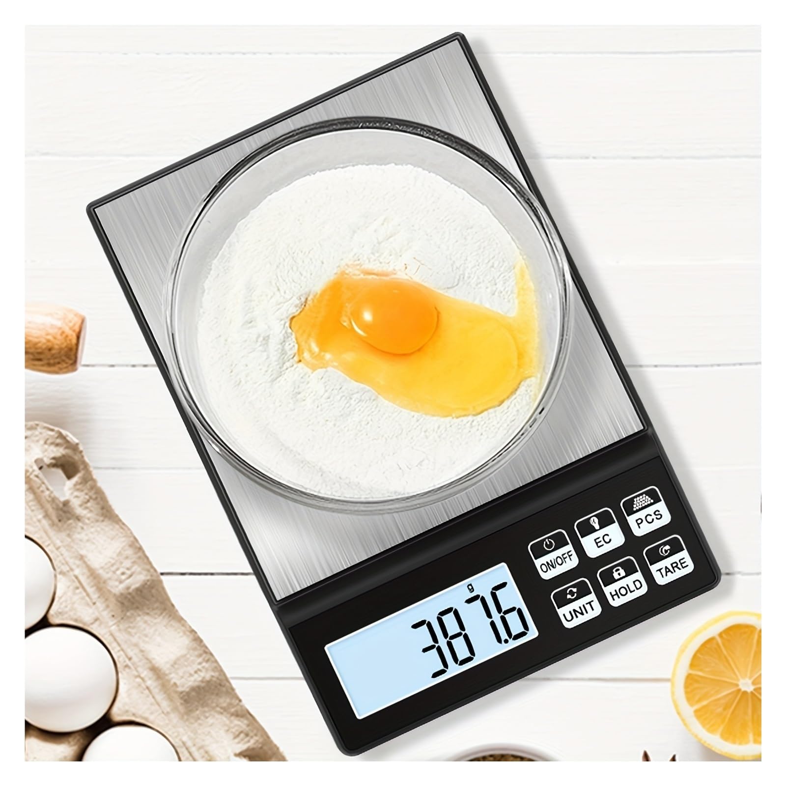 Digital Scales, Stainless Steel Digital Kitchen Scales Accurate Weighing for Baking, Cooking and Everyday Use(10kg/1g)